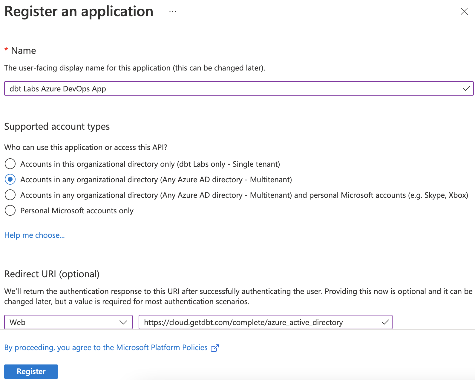 Registering a Microsoft Entra ID app